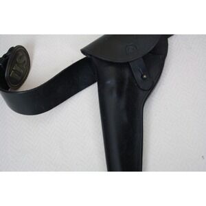 US New Gun Revolver Holster Black Leather US Buckle And Bullet Holder